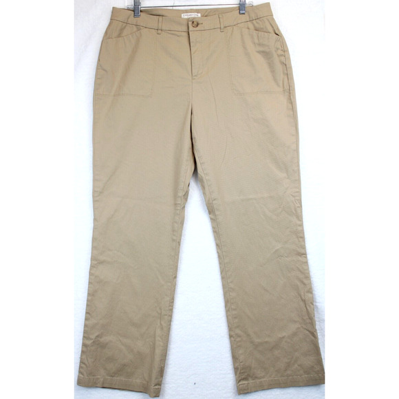 Coldwater Creek Pants - Coldwater Creek Chino Wide Leg Pants Women 16 Natural Fit Tan Stretch Pockets